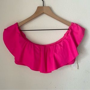 Trina Turk Monaco Solids Off The Shoulder Ruffle Hot Pink Bandeau Top NWT
